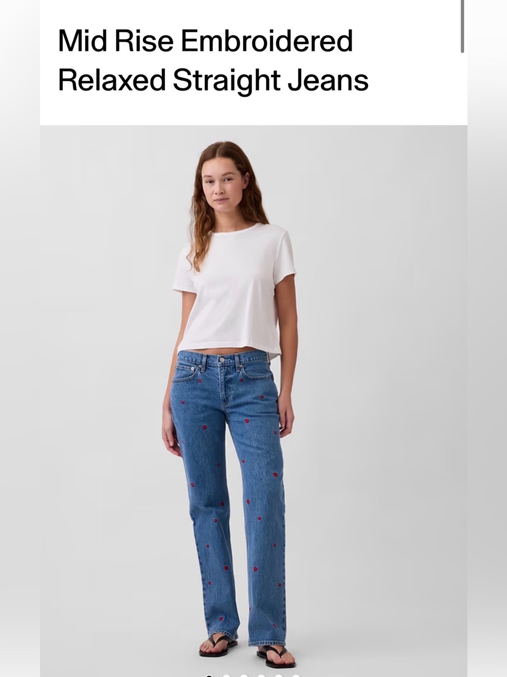 GAP Mid-Rise Straight Jeans with Red Heart Embroidery